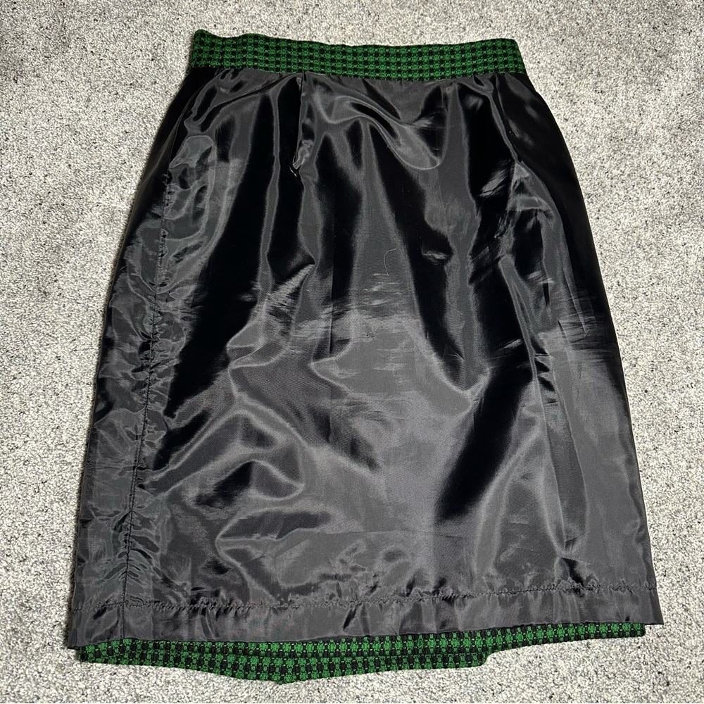 VINTAGE Jones New York 100% Wool Pencil Skirt, Green/Black - Womens 6 - Picture 9 of 9